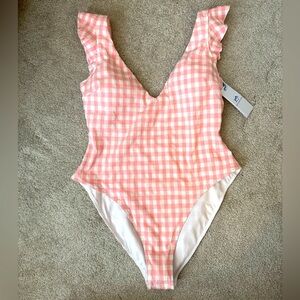NWT Southern Tide Women's Pink Gingham 
One Piece Swimsuit Large L